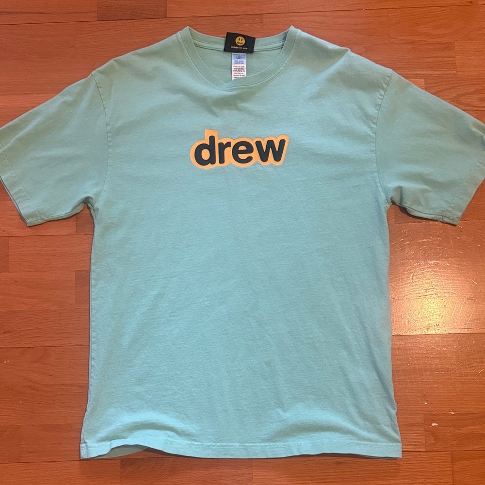 drew house Mint Green Tee with Yellow Logo